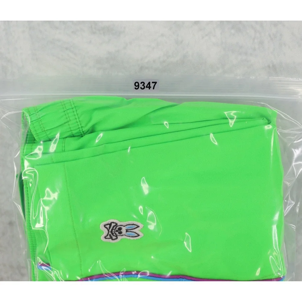 Psycho Bunny Swim Trunks Mens Small S Neon Green Piping Board Shorts Lined 5